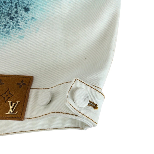 LOUIS VUITTON Denim Jacket RM231M cotton White Green SilverMetal Monogram Spray paint 46