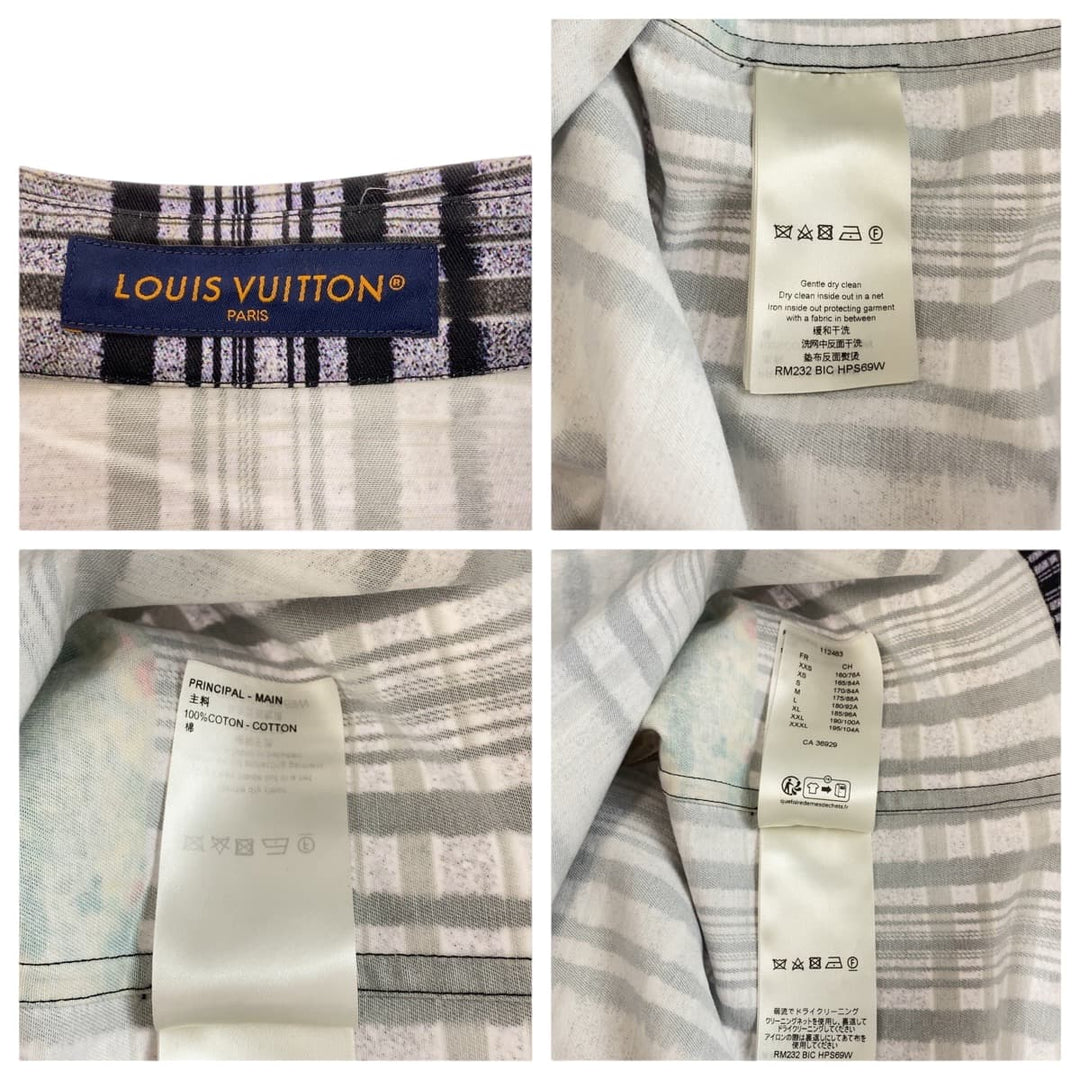 LOUIS VUITTON Long sleeve shirt RM232 BIC HPS69W cotton Gray multicolor Long sleeve shirt jacket 23AW Printed Cotton Overcoat mens M Used Authentic