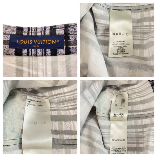 LOUIS VUITTON Long sleeve shirt RM232 BIC HPS69W cotton Gray multicolor Long sleeve shirt jacket 23AW Printed Cotton Overcoat mens M Used Authentic