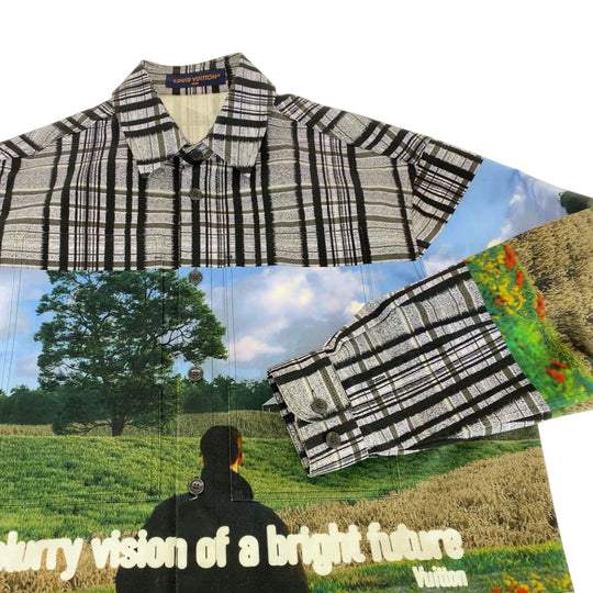 LOUIS VUITTON Long sleeve shirt RM232 BIC HPS69W cotton Gray multicolor Long sleeve shirt jacket 23AW Printed Cotton Overcoat mens M Used Authentic