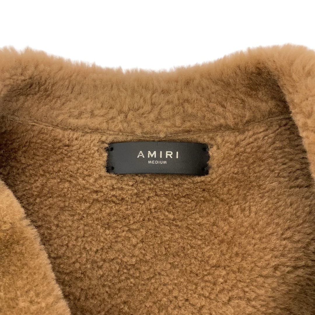 AMIRI Riders jacket MOBIK SHR Mouton Brown Silver Metal Riders Jackets Mouton Jackets Sheep Mouton Leather Riders Women 38 Used Authentic