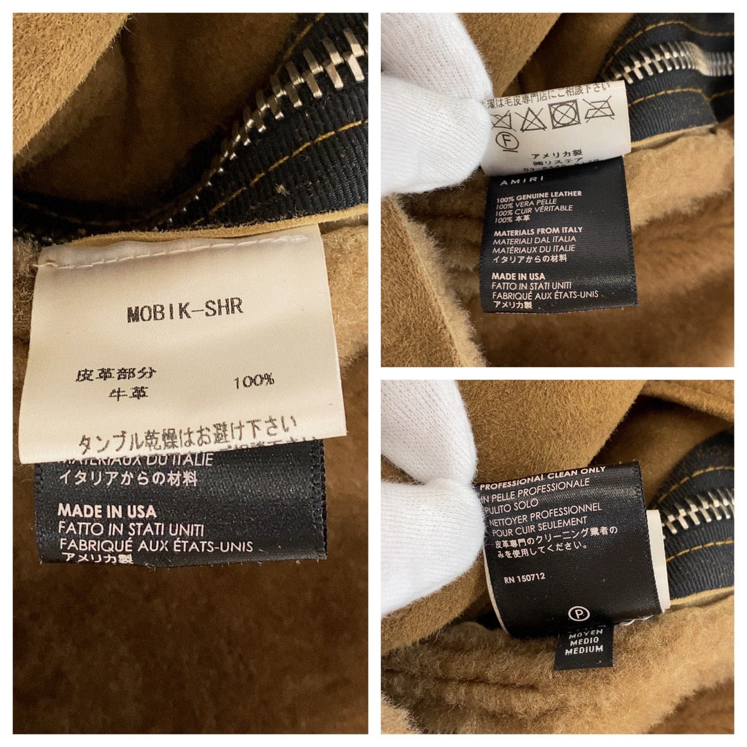 AMIRI Riders jacket MOBIK SHR Mouton Brown Silver Metal Riders Jackets Mouton Jackets Sheep Mouton Leather Riders Women 38 Used Authentic