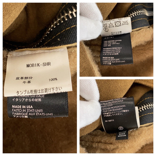 AMIRI Riders jacket MOBIK SHR Mouton Brown Silver Metal Riders Jackets Mouton Jackets Sheep Mouton Leather Riders Women 38 Used Authentic