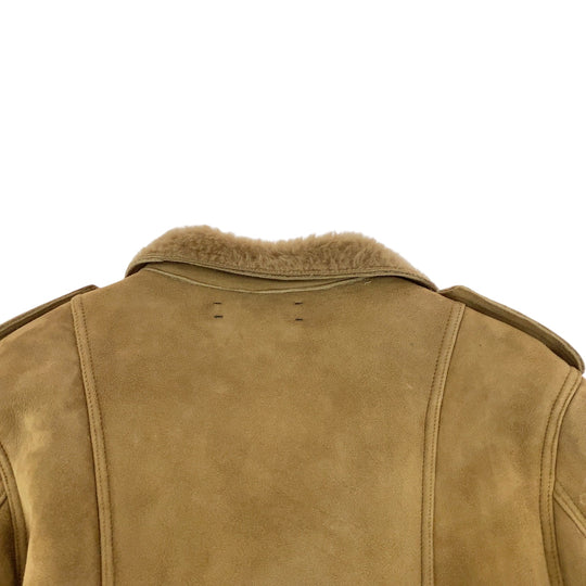 AMIRI Riders jacket MOBIK SHR Mouton Brown Silver Metal Riders Jackets Mouton Jackets Sheep Mouton Leather Riders Women 38 Used Authentic