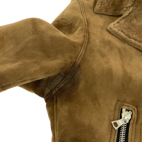 AMIRI Riders jacket MOBIK SHR Mouton Brown Silver Metal Riders Jackets Mouton Jackets Sheep Mouton Leather Riders Women 38 Used Authentic
