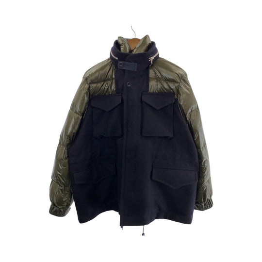 Sacai Down jacket 20 0253M Nylon, Wool Khaki Navy SilverMetal Down Jacket Puffer Jacket Shinsaibashi Parco exclusive mens 1 Used Authentic