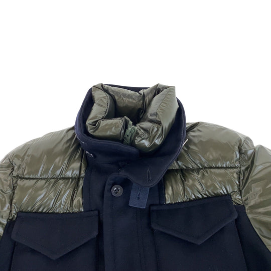 Sacai Down jacket 20 0253M Nylon, Wool Khaki Navy SilverMetal Down Jacket Puffer Jacket Shinsaibashi Parco exclusive mens 1 Used Authentic
