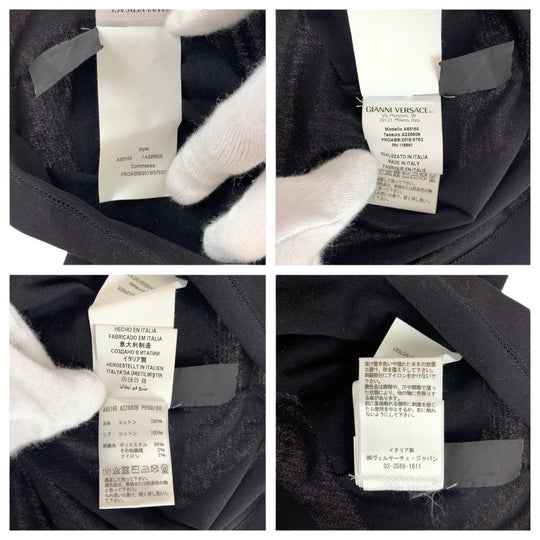 Gianni Versace Short sleeve T-shirt cotton Black Yellow Short sleeve T-shirt crew neck Medusa embroidery mens L Used Authentic