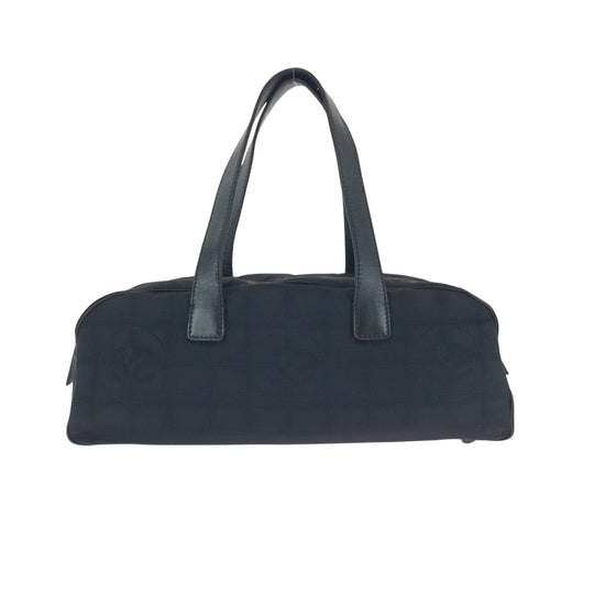 CHANEL Handbag Nylon Black SilverMetal Handbag Shoulder Bag New travel line Women Used Authentic