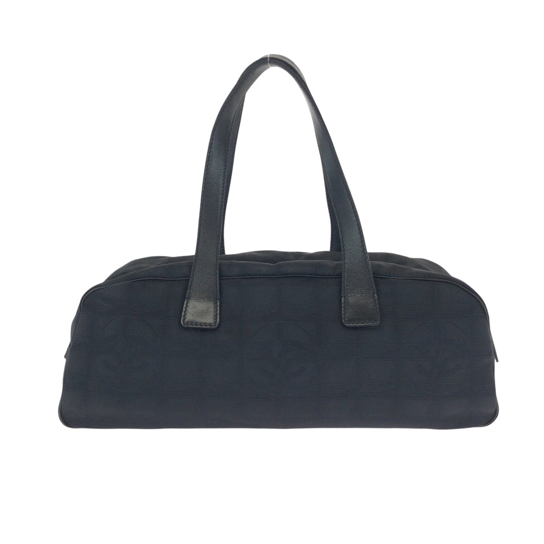 CHANEL Handbag Nylon Black SilverMetal Handbag Shoulder Bag New travel line Women Used Authentic