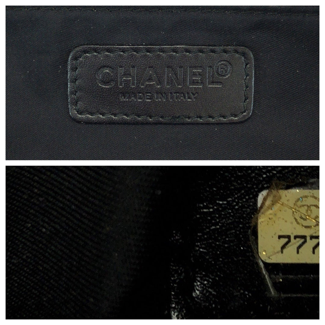 CHANEL Handbag Nylon Black SilverMetal Handbag Shoulder Bag New travel line Women Used Authentic