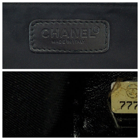CHANEL Handbag Nylon Black SilverMetal Handbag Shoulder Bag New travel line Women Used Authentic