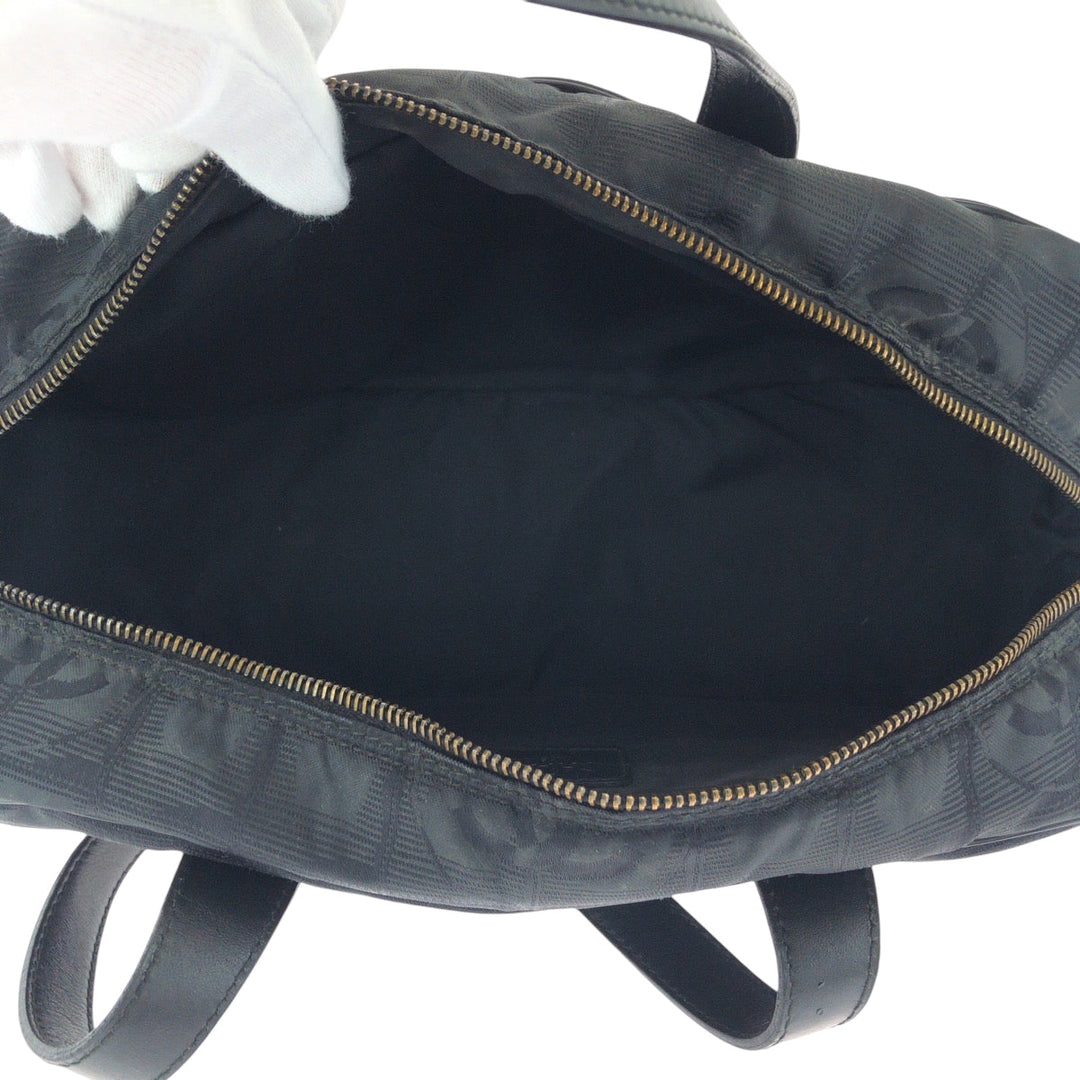 CHANEL Handbag Nylon Black SilverMetal Handbag Shoulder Bag New travel line Women Used Authentic