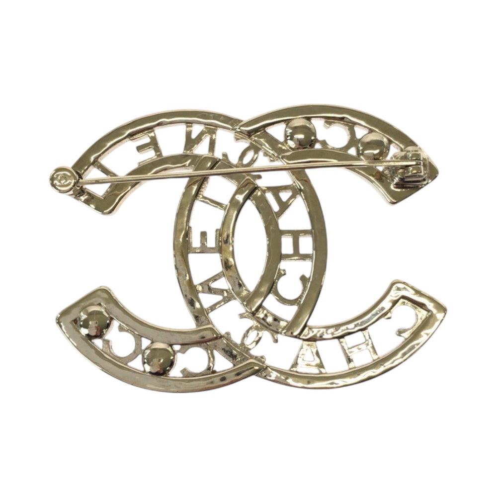 CHANEL Brooch Metal, Faux Pearl gold 22AW COCO Mark Fake Pearl Women Used Authentic