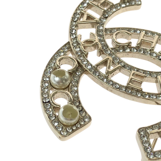 CHANEL Brooch Metal, Faux Pearl gold 22AW COCO Mark Fake Pearl Women Used Authentic