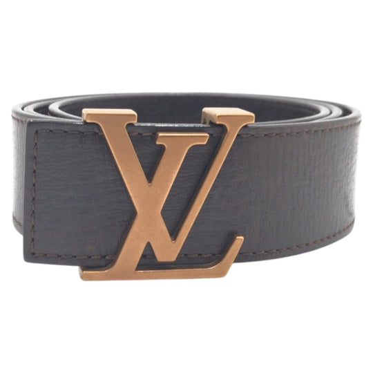 LOUIS VUITTON belt M6902 leather Brown gold Sunture LV Initial mens Used Authentic