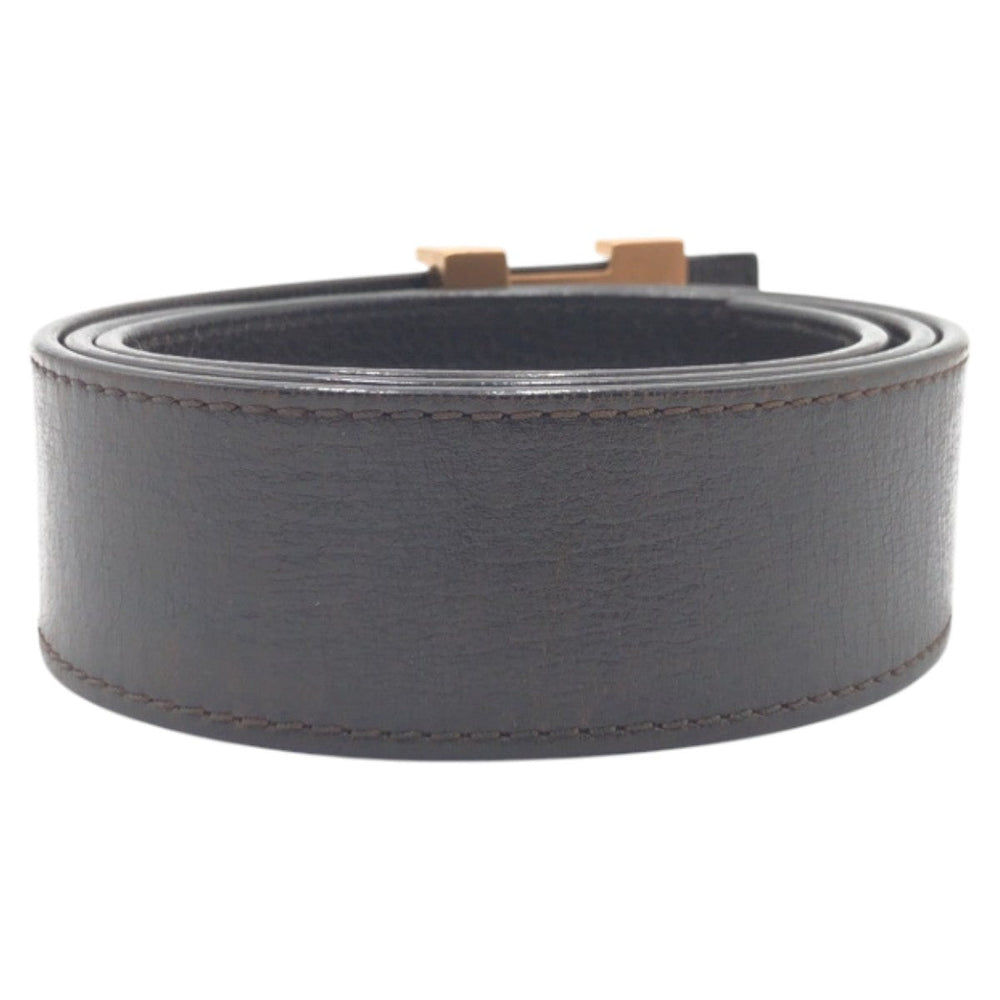 LOUIS VUITTON belt M6902 leather Brown gold Sunture LV Initial mens Used Authentic