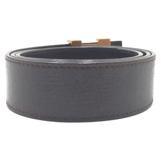 LOUIS VUITTON belt M6902 leather Brown gold Sunture LV Initial mens Used Authentic