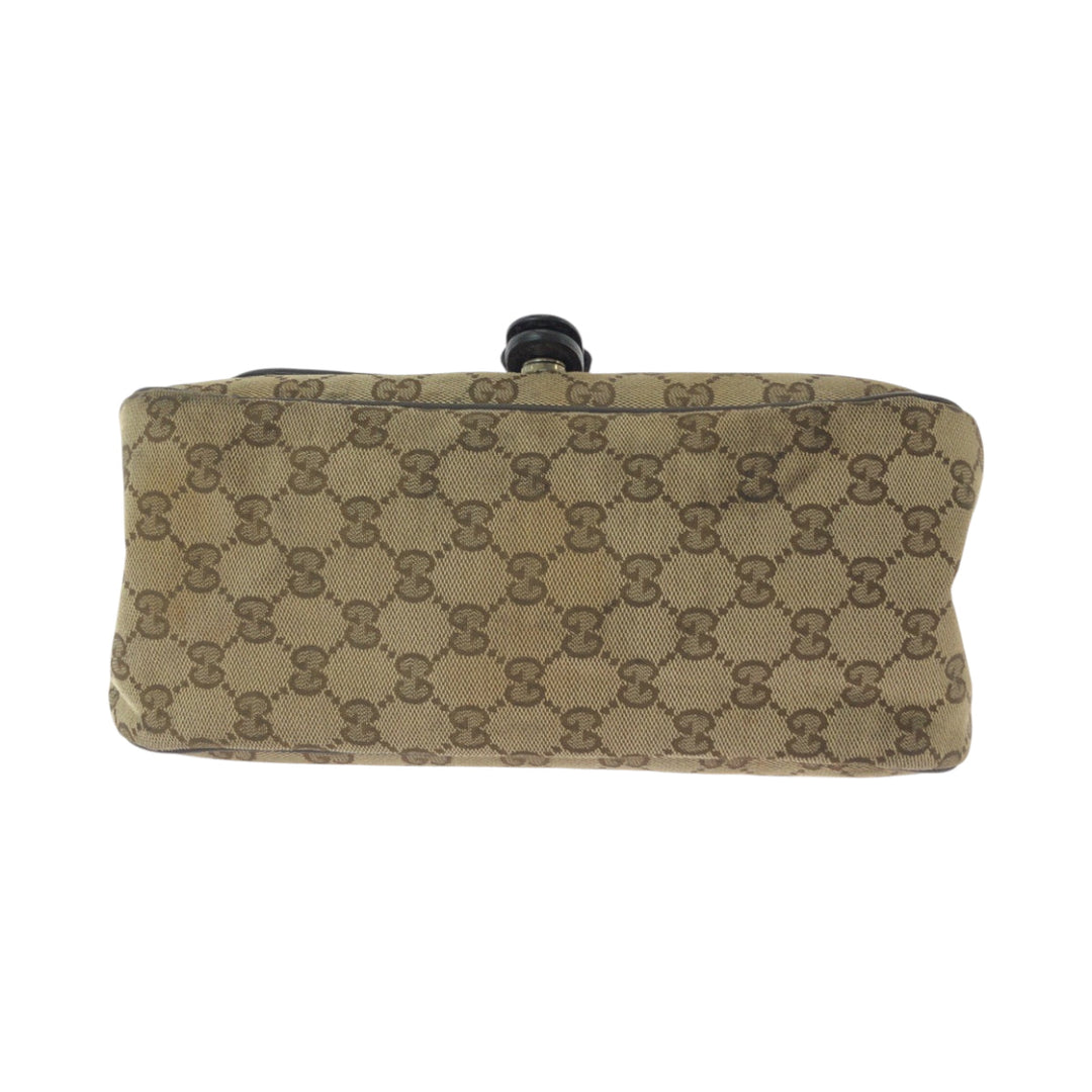 GUCCI Shoulder Bag 308452 GG canvas, leather Brown Beige Gold Metal Shoulder Bag pochette Sukey Women Used Authentic