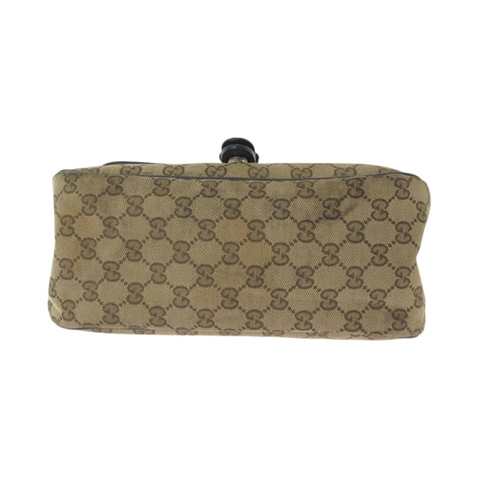GUCCI Shoulder Bag 308452 GG canvas, leather Brown Beige Gold Metal Shoulder Bag pochette Sukey Women Used Authentic
