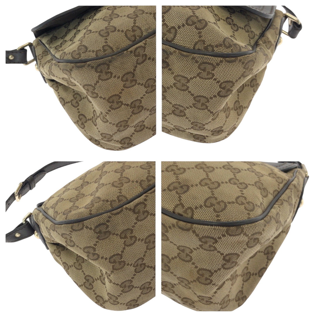 GUCCI Shoulder Bag 308452 GG canvas, leather Brown Beige Gold Metal Shoulder Bag pochette Sukey Women Used Authentic