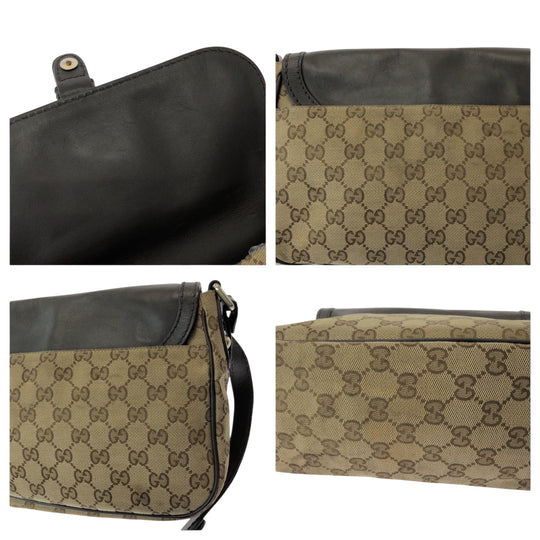 GUCCI Shoulder Bag 308452 GG canvas, leather Brown Beige Gold Metal Shoulder Bag pochette Sukey Women Used Authentic