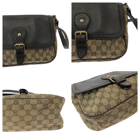 GUCCI Shoulder Bag 308452 GG canvas, leather Brown Beige Gold Metal Shoulder Bag pochette Sukey Women Used Authentic