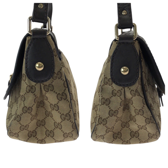GUCCI Shoulder Bag 308452 GG canvas, leather Brown Beige Gold Metal Shoulder Bag pochette Sukey Women Used Authentic