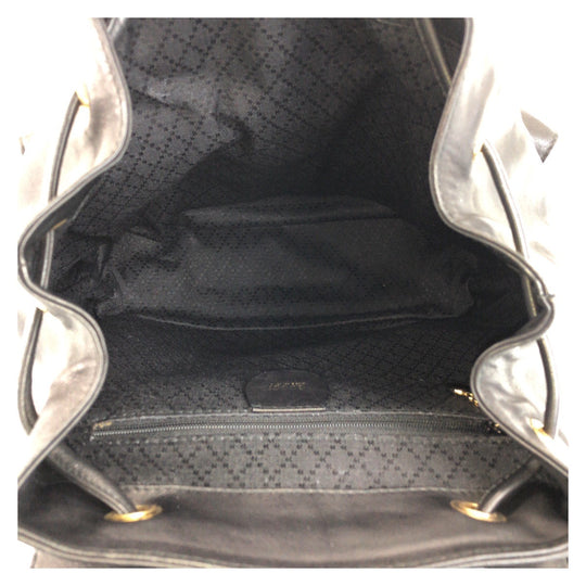 GUCCI Backpack 003 2058 0016 leather Black Gold Metal Backpack Backpack Bamboo Women Used Authentic