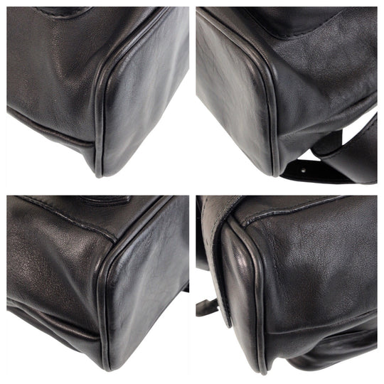 GUCCI Backpack 003 2058 0016 leather Black Gold Metal Backpack Backpack Bamboo Women Used Authentic