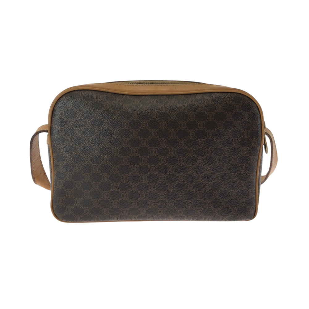 CELINE Shoulder Bag M13 PVC Brown Gold Metal Shoulder Bag pochette Macadam Pattern Women Used Authentic