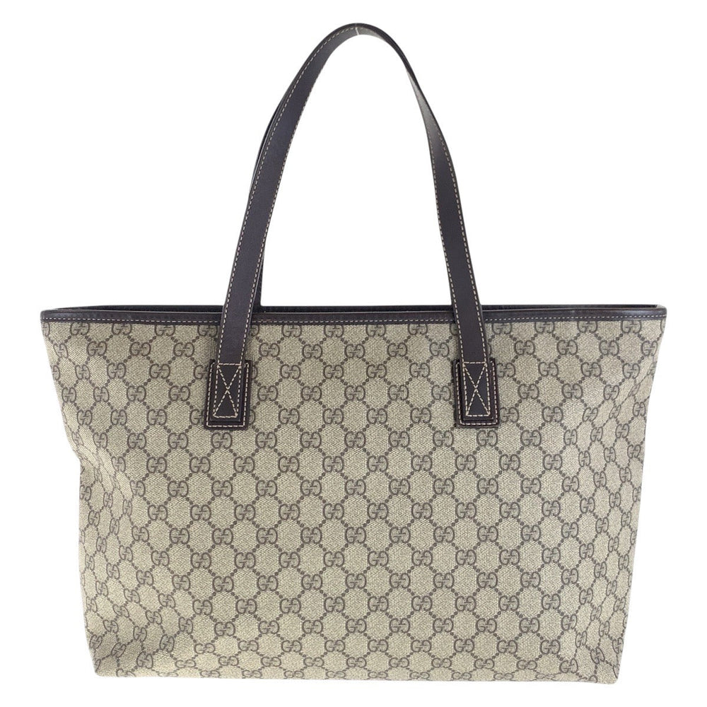 GUCCI Tote Bag 211137 GG Supreme canvas, leather beige Tote Bag Shoulder Bag Women Used Authentic
