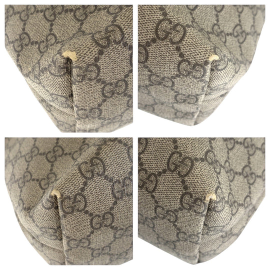 GUCCI Tote Bag 211137 GG Supreme canvas, leather beige Tote Bag Shoulder Bag Women Used Authentic