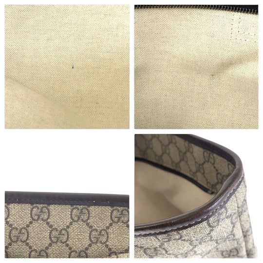 GUCCI Tote Bag 211137 GG Supreme canvas, leather beige Tote Bag Shoulder Bag Women Used Authentic