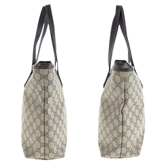 GUCCI Tote Bag 211137 GG Supreme canvas, leather beige Tote Bag Shoulder Bag Women Used Authentic