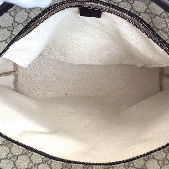 GUCCI Tote Bag 211137 GG Supreme canvas, leather beige Tote Bag Shoulder Bag Women Used Authentic
