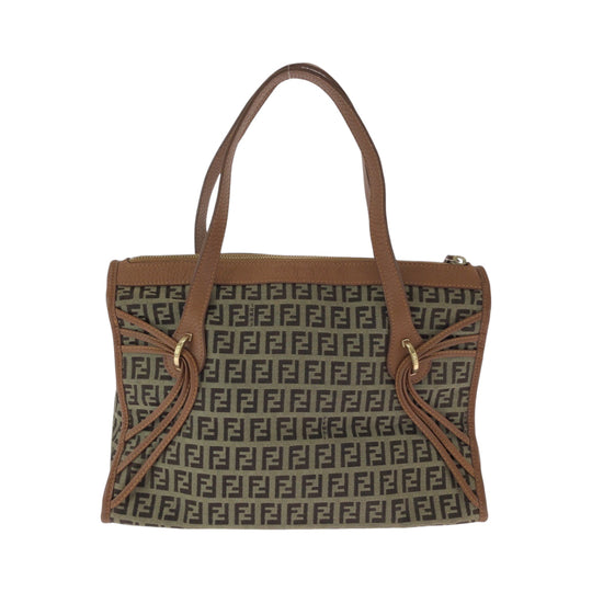 FENDI Tote Bag 8BL070 Canvas, Leather Brown Tote Bag handbag Zucchino Women Used Authentic