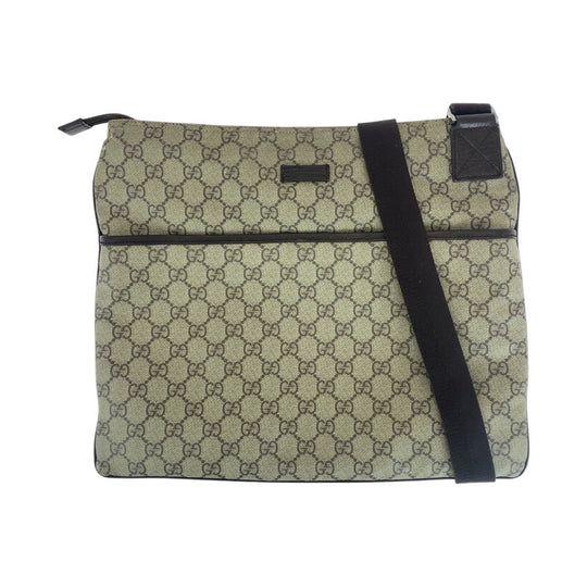 GUCCI Shoulder Bag 141198 GG Supreme canvas, leather Gray Brown SilverMetal Shoulder Bag pochette Women Used Authentic