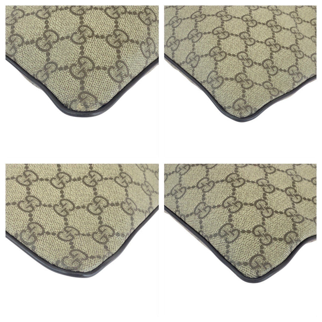 GUCCI Shoulder Bag 141198 GG Supreme canvas, leather Gray Brown SilverMetal Shoulder Bag pochette Women Used Authentic