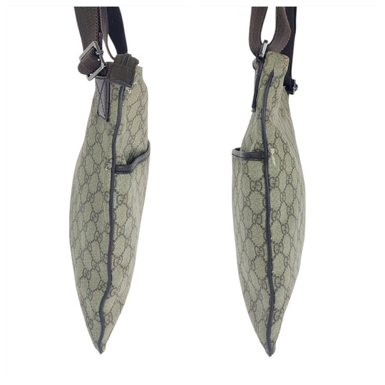 GUCCI Shoulder Bag 141198 GG Supreme canvas, leather Gray Brown SilverMetal Shoulder Bag pochette Women Used Authentic