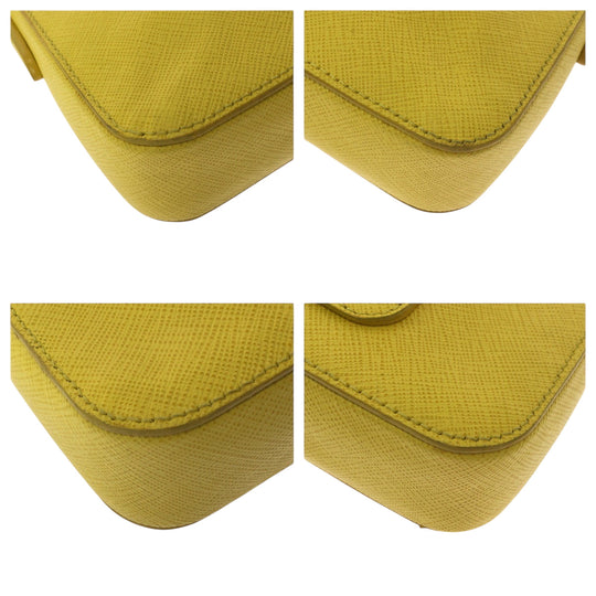 PRADA Shoulder Bag BT0834 leather Yellow Gold Metal ChainShoulder Bag Pochette Safiano Lux Women Used Authentic