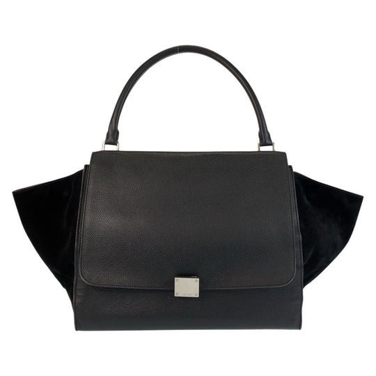 CELINE Handbag Leather, Suede Black black Handbag Trapeze Women Used Authentic