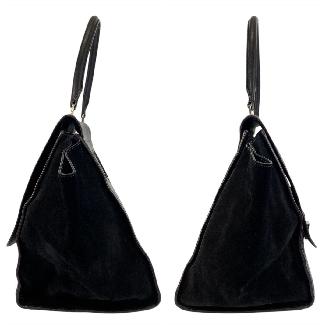 CELINE Handbag Leather, Suede Black black Handbag Trapeze Women Used Authentic
