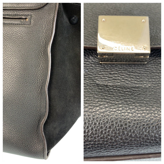 CELINE Handbag Leather, Suede Black black Handbag Trapeze Women Used Authentic
