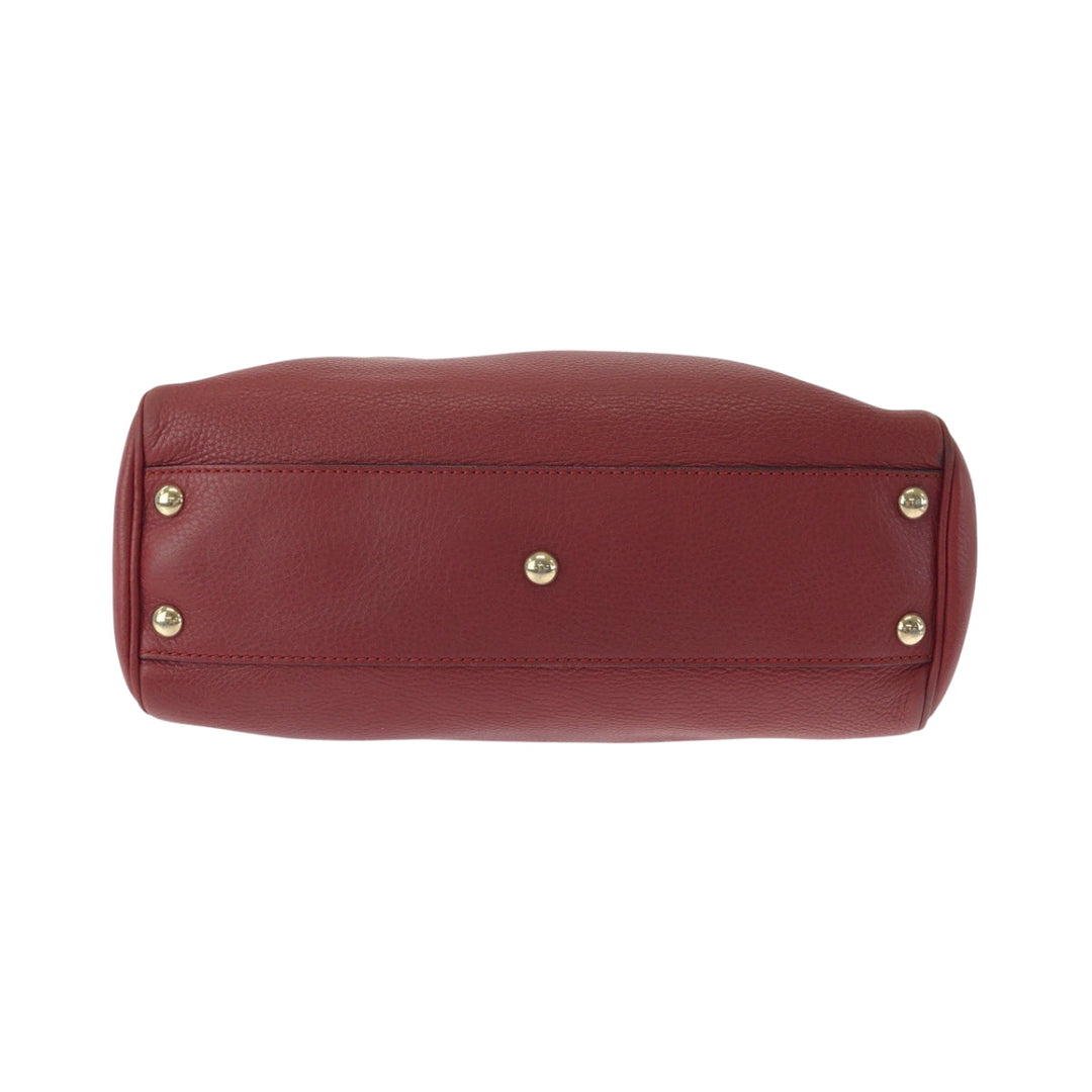 GUCCI Handbag 336032 leather Red brown Handbag Tote Bag Bamboo Women Used Authentic