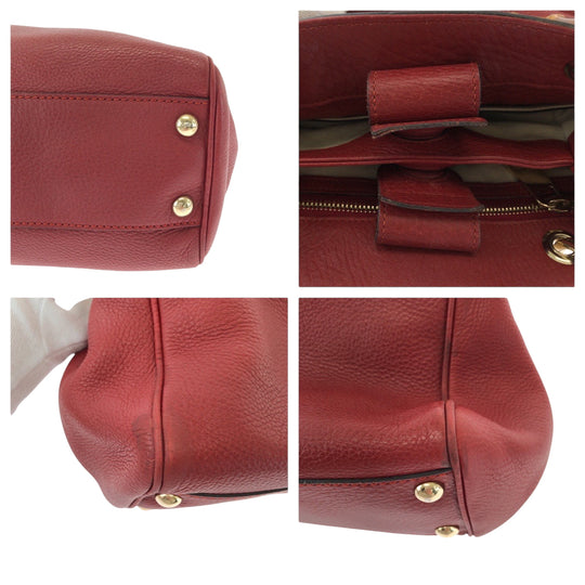 GUCCI Handbag 336032 leather Red brown Handbag Tote Bag Bamboo Women Used Authentic