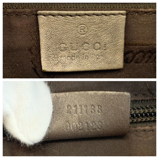 GUCCI Tote Bag 211138 PVC coated canvas, leather Bronze Metallic Brown Tote Bag Shoulder Bag GG implementation Women Used Authentic
