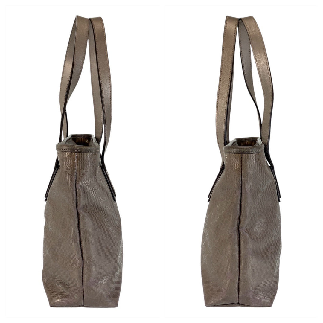 GUCCI Tote Bag 211138 PVC coated canvas, leather Bronze Metallic Brown Tote Bag Shoulder Bag GG implementation Women Used Authentic