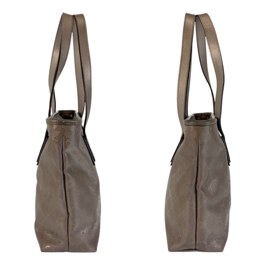 GUCCI Tote Bag 211138 PVC coated canvas, leather Bronze Metallic Brown Tote Bag Shoulder Bag GG implementation Women Used Authentic