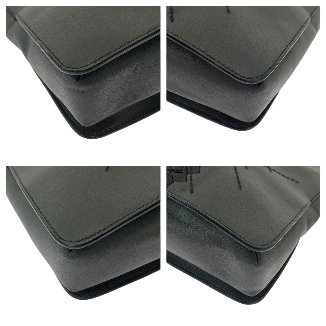 BOTTEGAVENETA Clutch bag BO633808N leather gray black black Clutch bag business bag INTRECCIATO mens Used Authentic